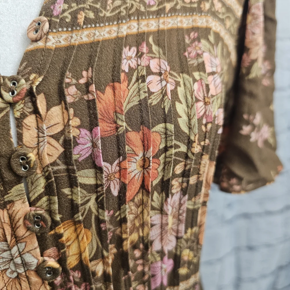 Spell The Meadowland Flutter Sleeve Dress In Hazelnut Size Small - Picture 8 of 16
